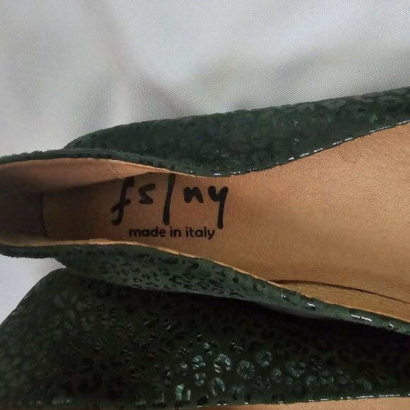 French Sole FS/NY Dark Green Leopard Print Zeppa Semi-Wedge Shoe Women's 7.5 - Picture 6 of 10